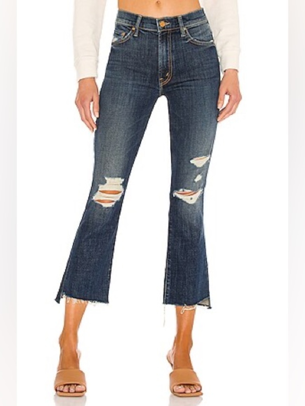 MOTHER The Insider Crop Step Fray in Wicked Wildflower
